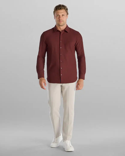 Ribbed+ Long Sleeve Button Down
