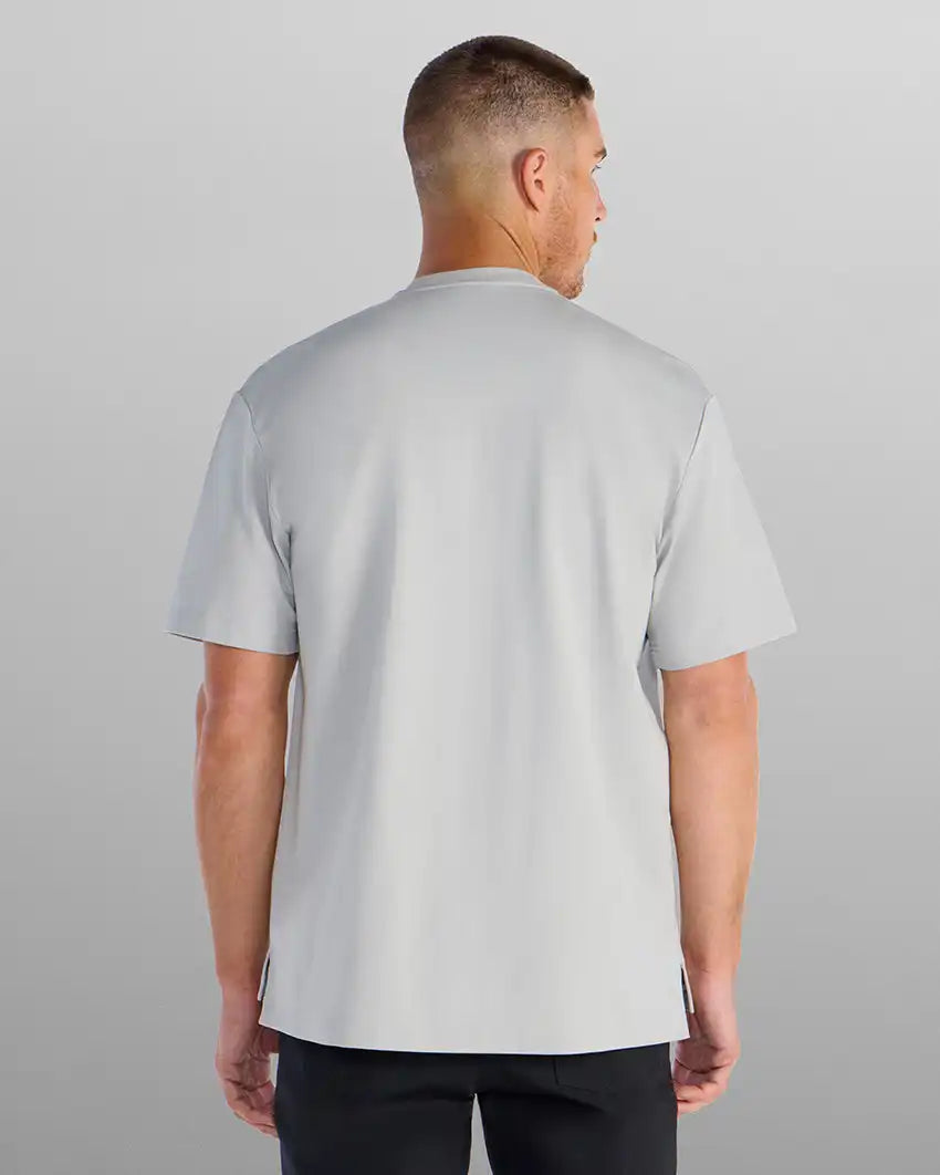 LUX Stand Collar Short Sleeve Button Down