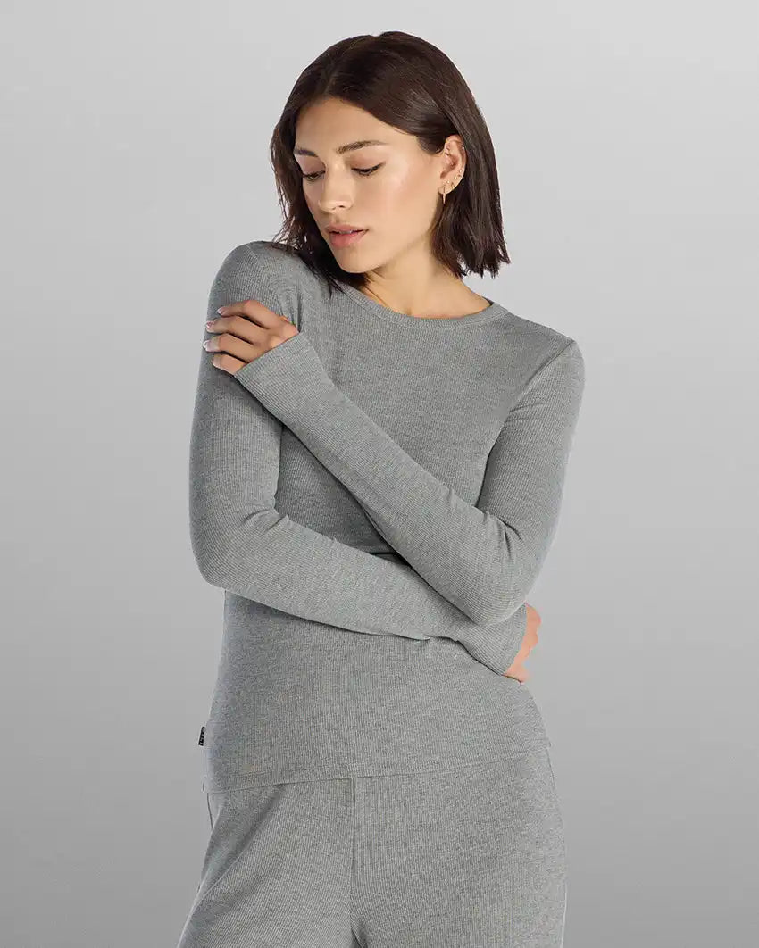 Modal Micro Rib Fitted Long Sleeve