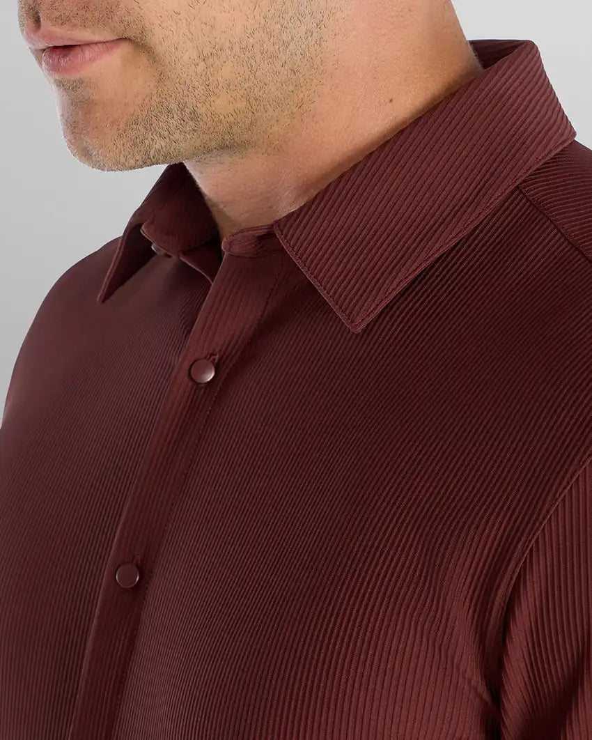 Ribbed+ Long Sleeve Button Down