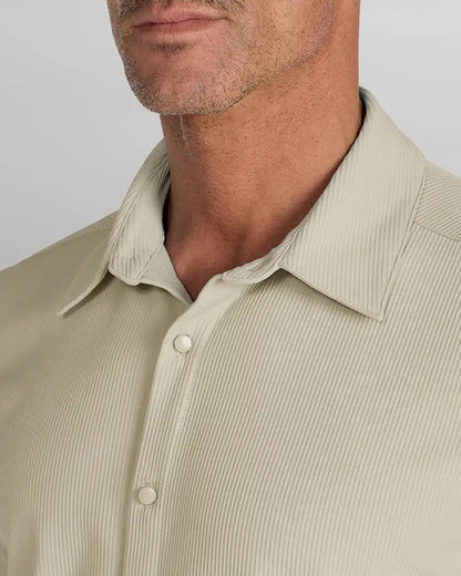 Ribbed+ Short Sleeve Button Down