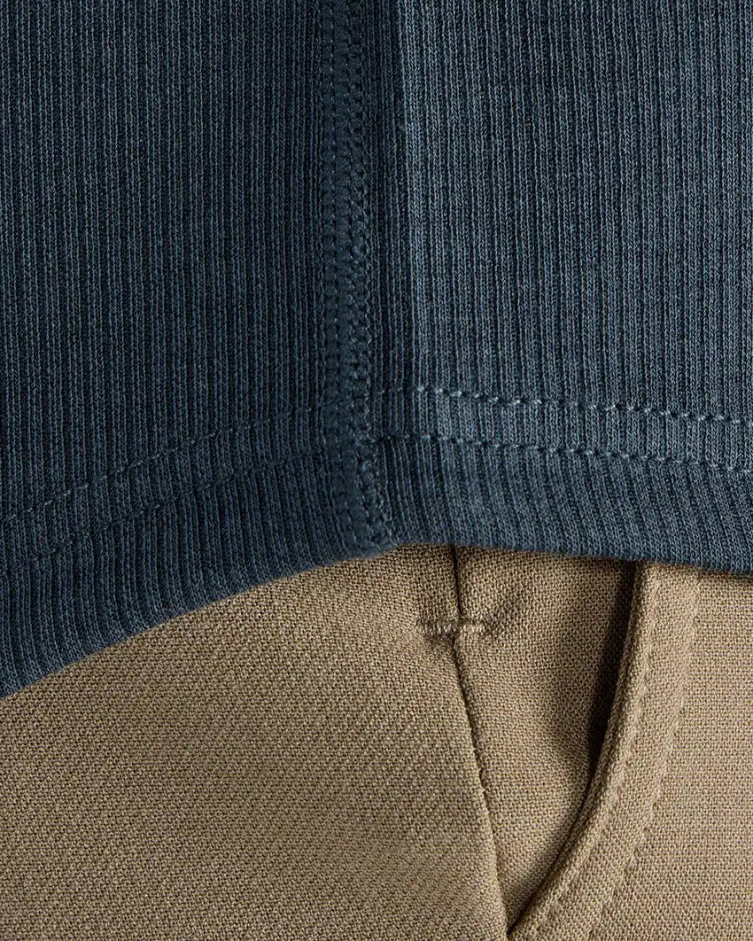 Micro Rib Short Sleeve Drop-Cut