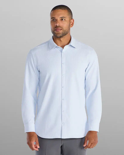 Ribbed+ Long Sleeve Button Down