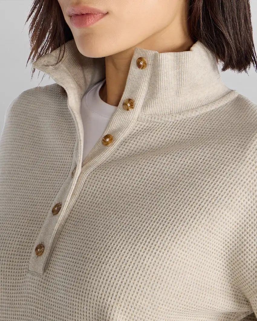 Waffle Knit Collared Pullover