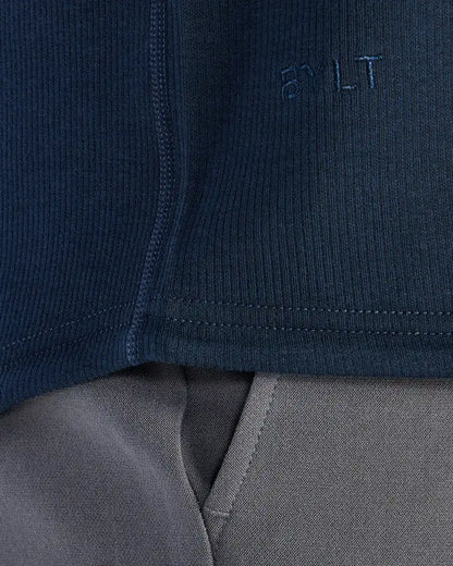 Micro Rib Short Sleeve Drop-Cut
