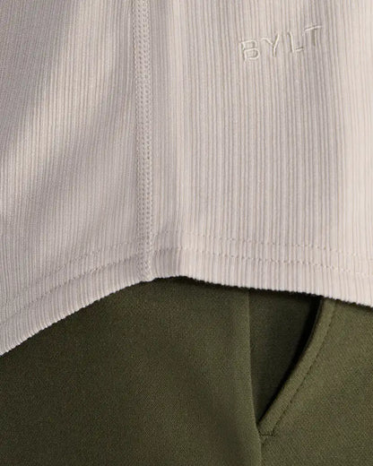Ribbed Short Sleeve Drop-Cut