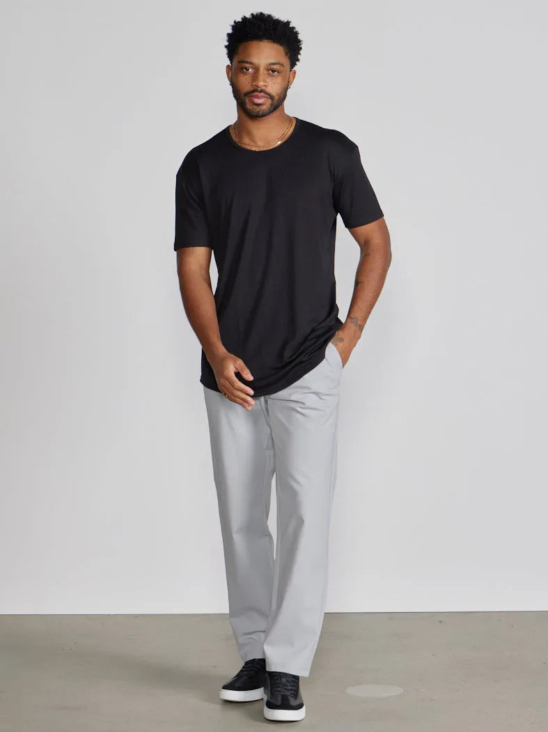 Ribbed Short Sleeve Drop-Cut