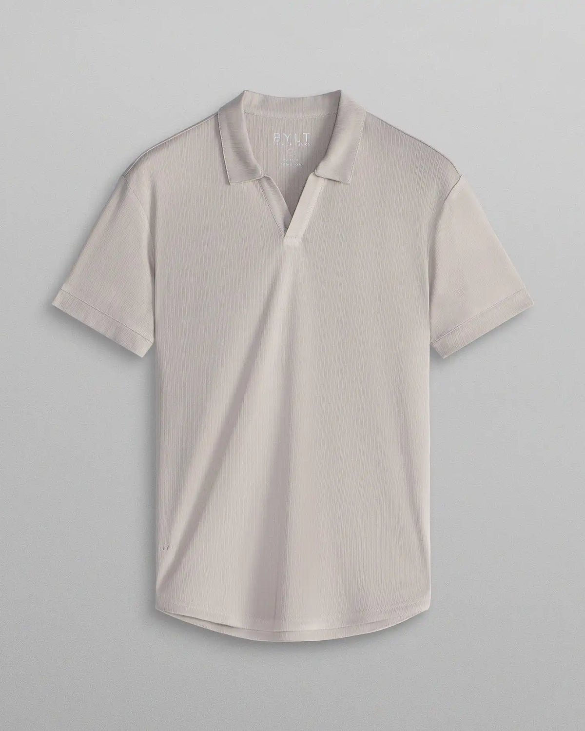 Ribbed Short Sleeve Open V Polo