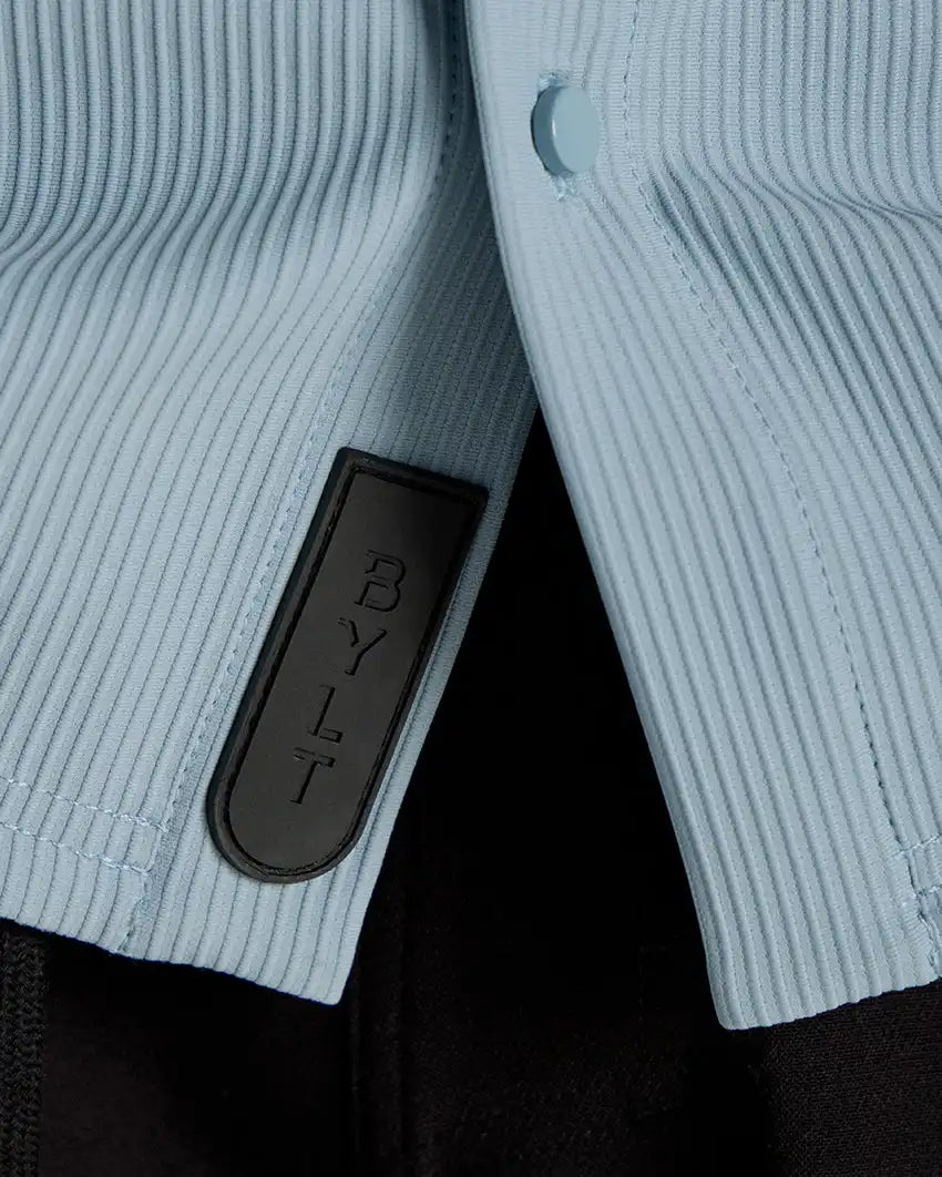 Ribbed+ Short Sleeve Button Down