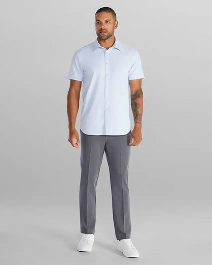 Ribbed+ Short Sleeve Button Down