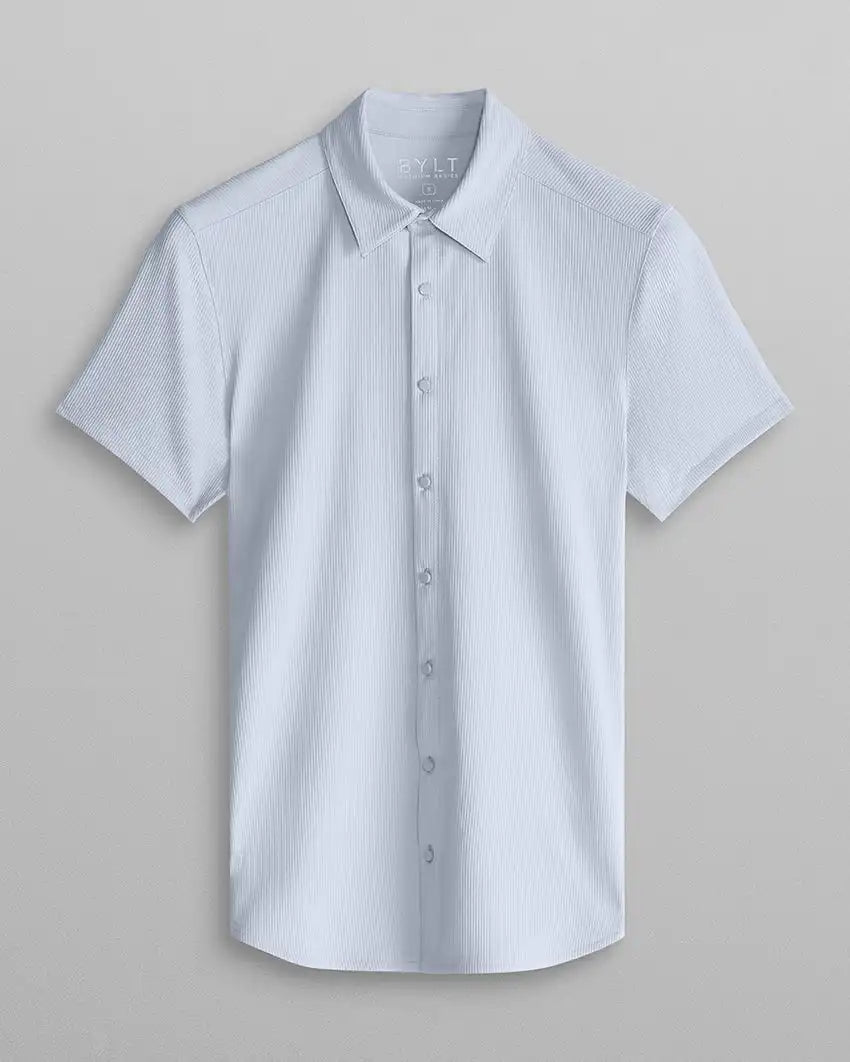 Ribbed+ Short Sleeve Button Down