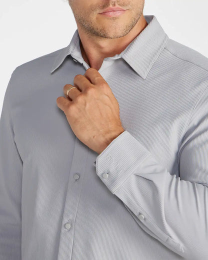 Ribbed+ Long Sleeve Button Down