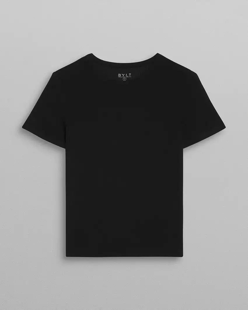 Modal Micro Rib Fitted Short Sleeve