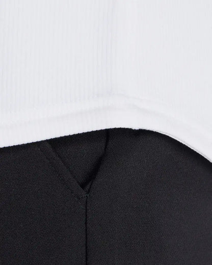Micro Rib Short Sleeve Drop-Cut