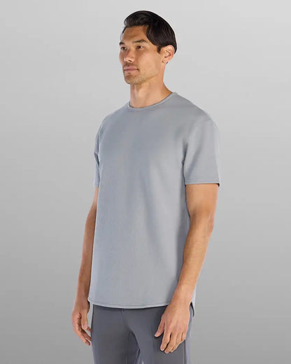 Micro Rib Short Sleeve Drop-Cut
