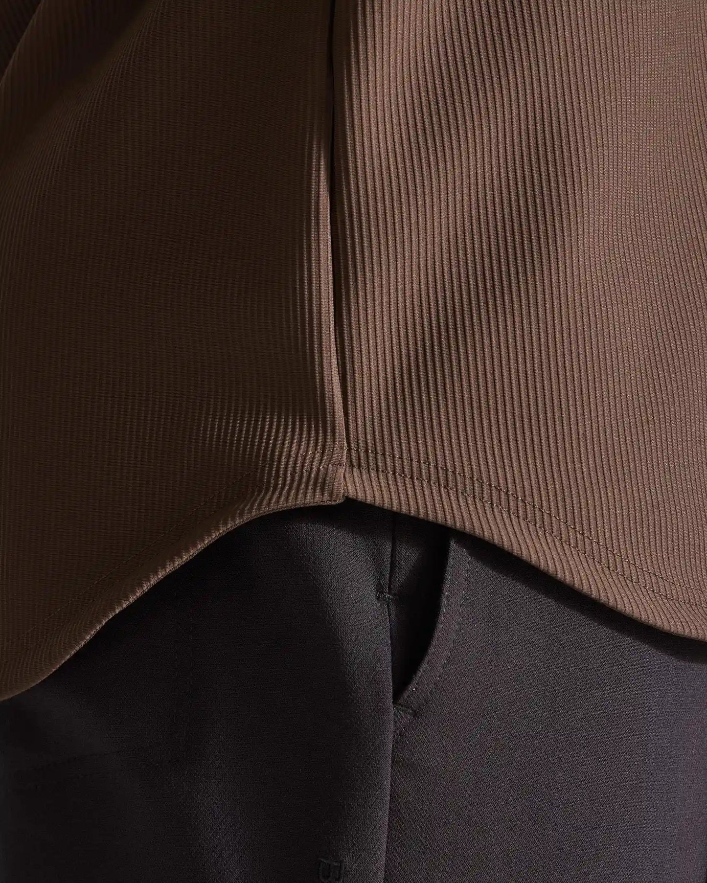 Ribbed+ Long Sleeve Button Down