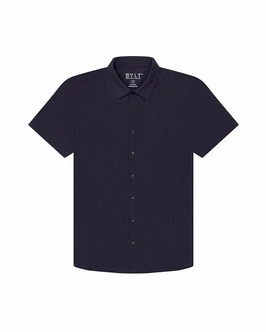 Ribbed+ Short Sleeve Button Down