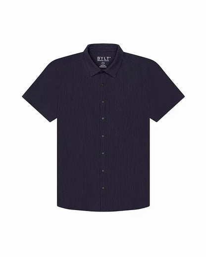 Ribbed+ Short Sleeve Button Down