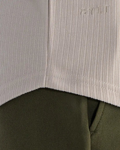 Ribbed Short Sleeve Open V Polo