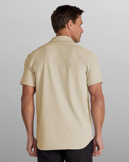 Ribbed+ Short Sleeve Button Down