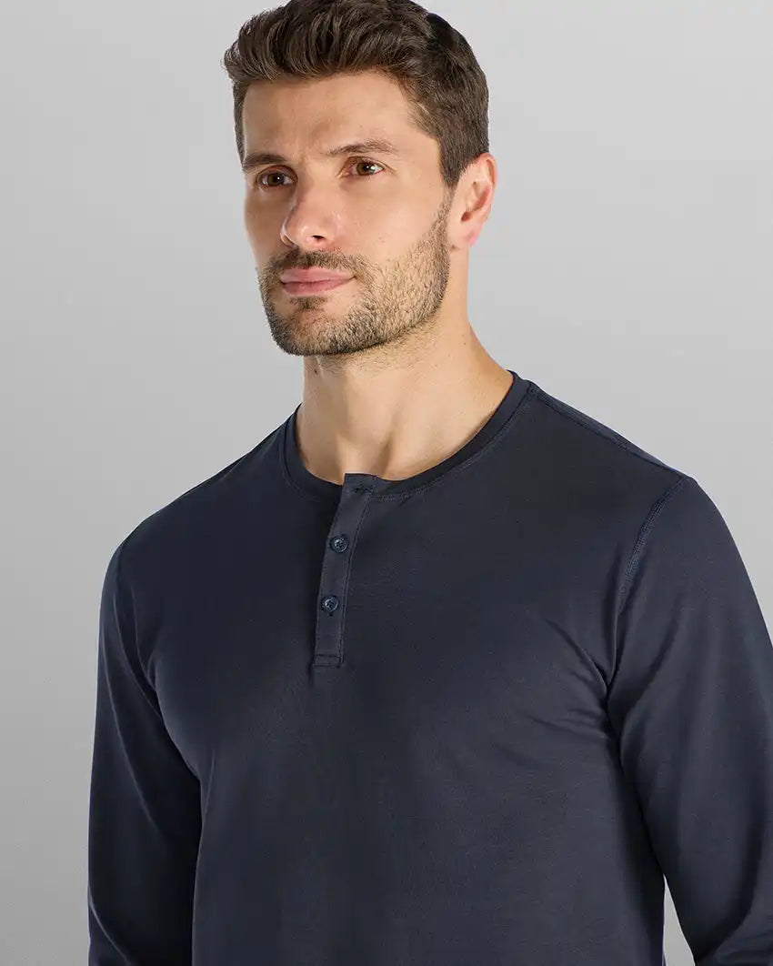Henley Drop-Cut Long Sleeve: LUX