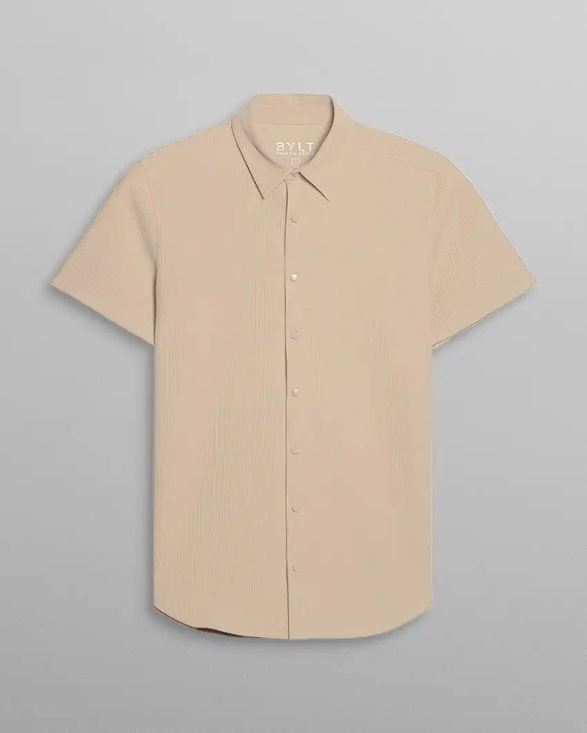 Ribbed+ Short Sleeve Button Down
