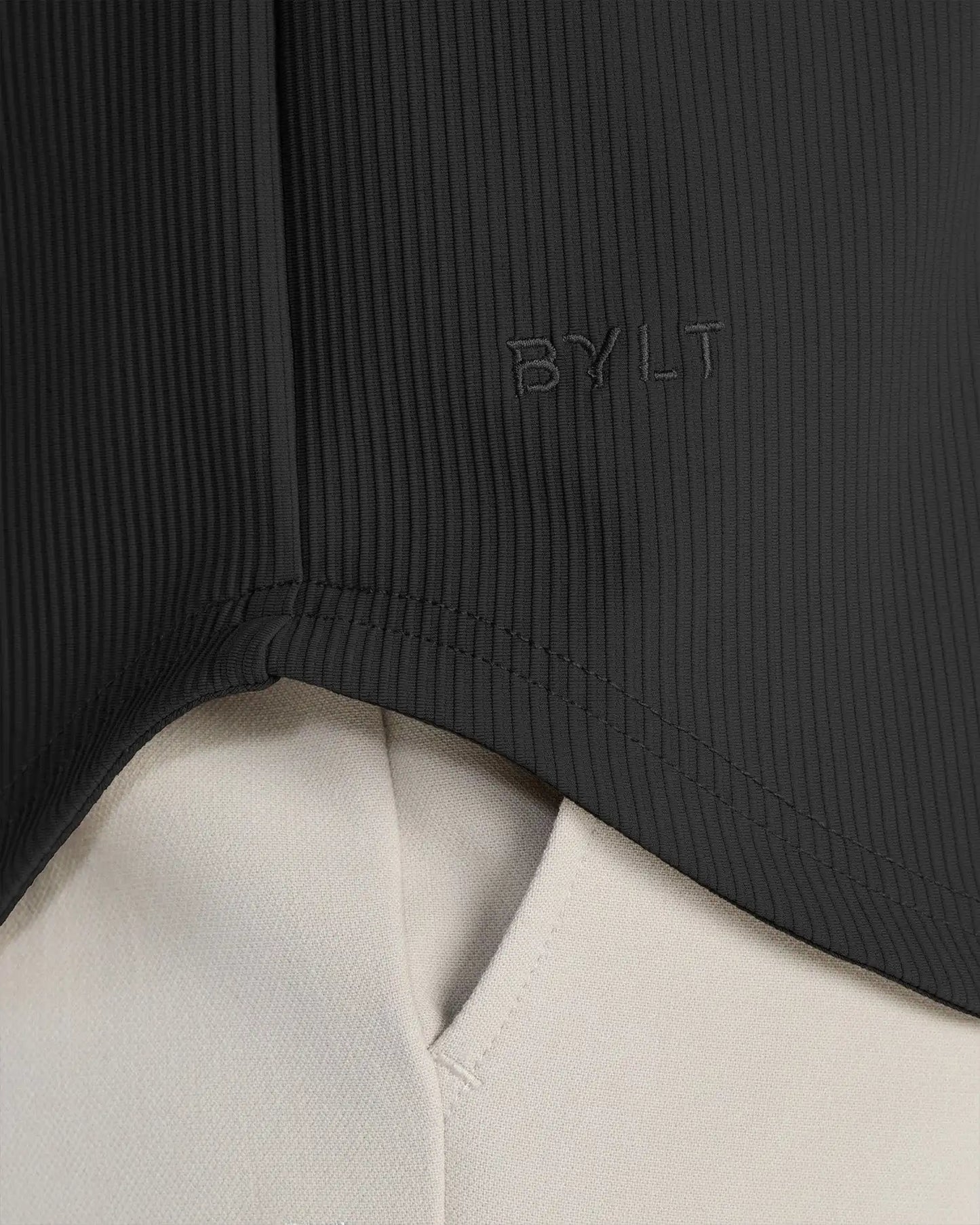 Ribbed+ Short Sleeve Button Down