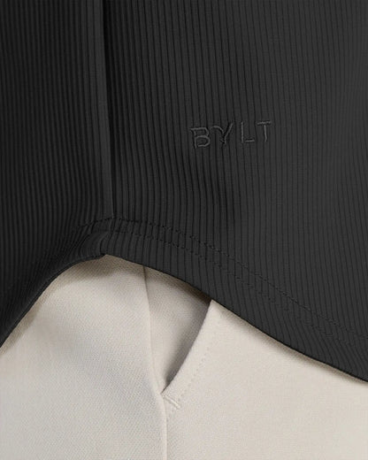 Ribbed+ Short Sleeve Button Down