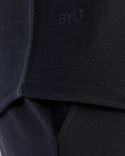 Micro Rib Short Sleeve Drop-Cut