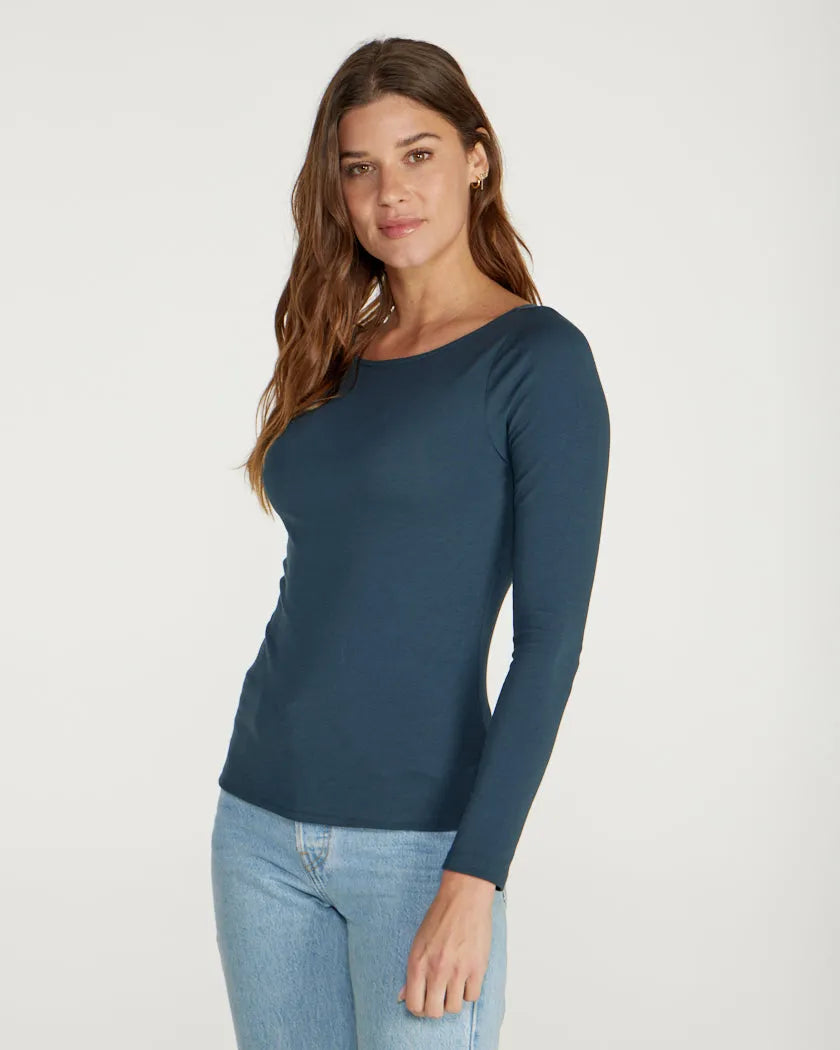 Drift Fitted Boat Neck Long Sleeve