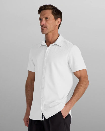 Ribbed+ Short Sleeve Button Down