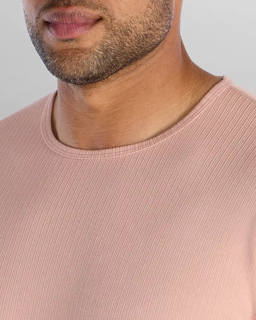 Ribbed Short Sleeve Drop-Cut
