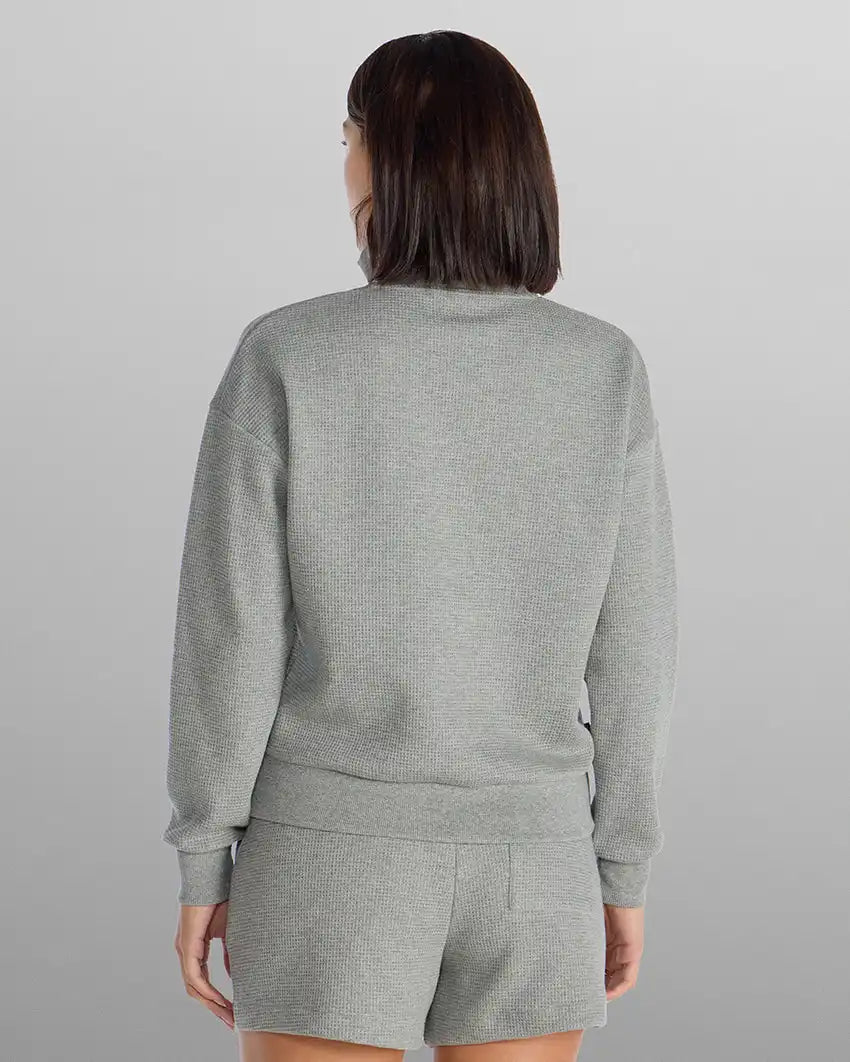 Waffle Knit Collared Pullover