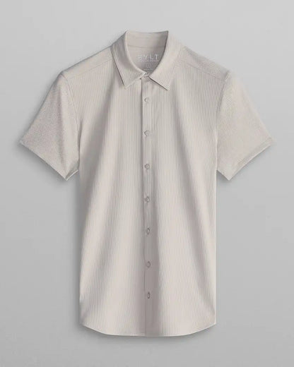Ribbed+ Short Sleeve Button Down