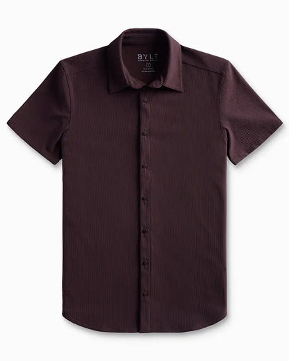 Ribbed+ Short Sleeve Button Down