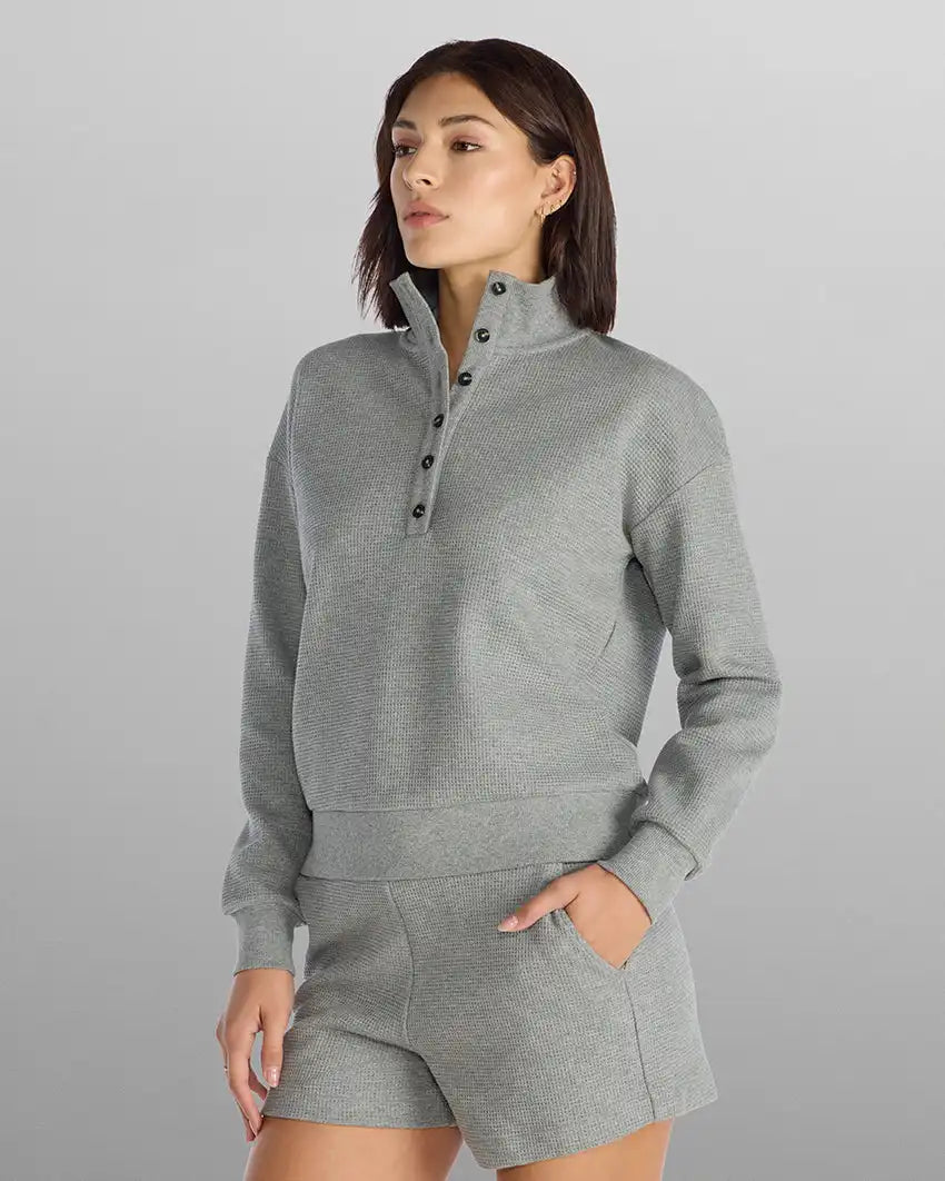 Waffle Knit Collared Pullover
