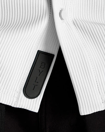 Ribbed+ Short Sleeve Button Down