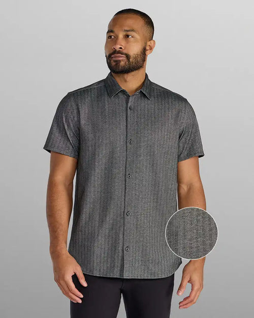 Herringbone Short Sleeve Button Down