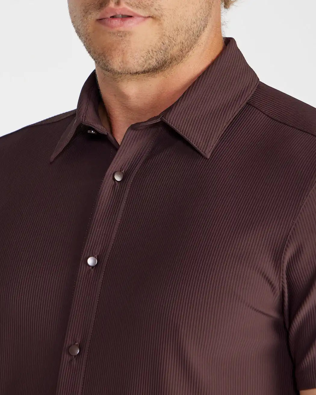 Ribbed+ Short Sleeve Button Down