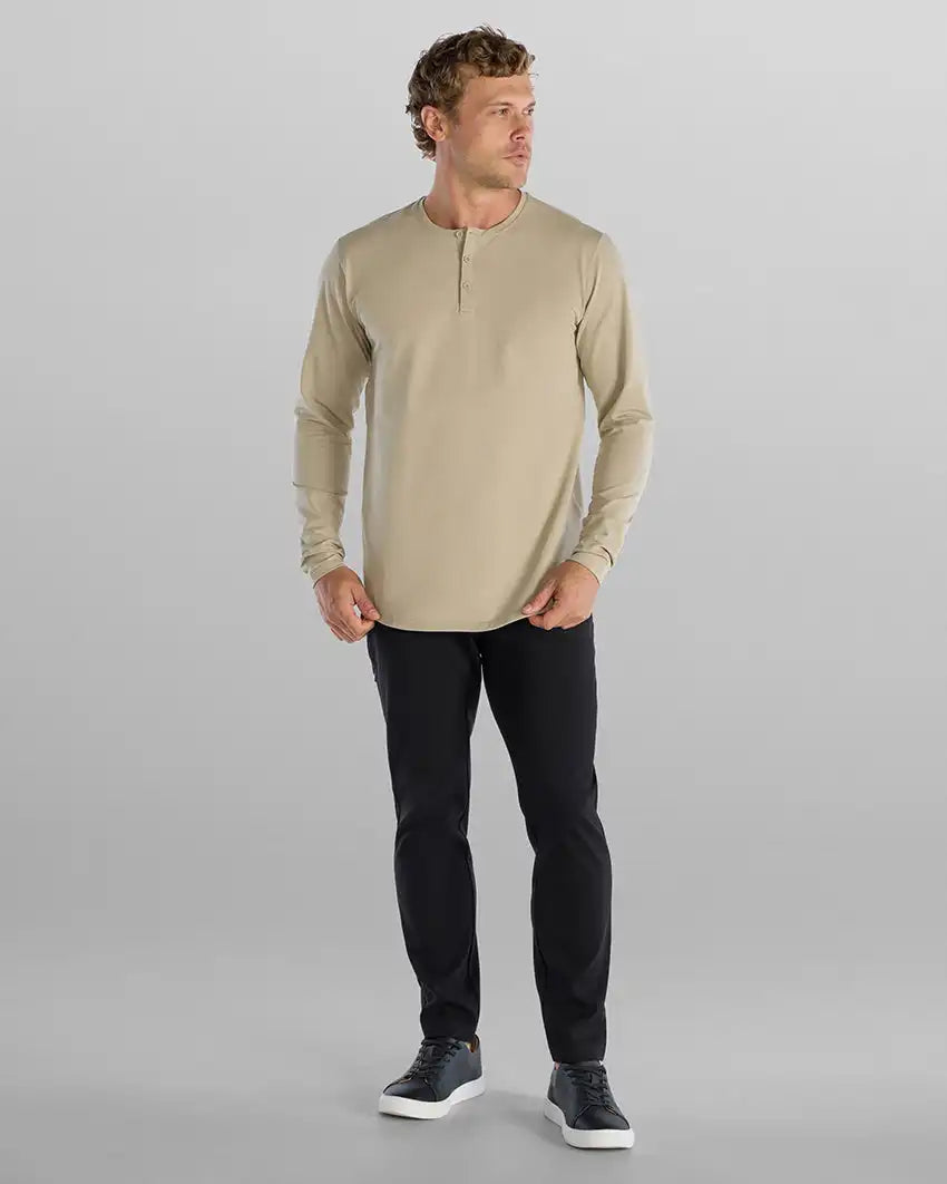 Henley Drop-Cut Long Sleeve: LUX
