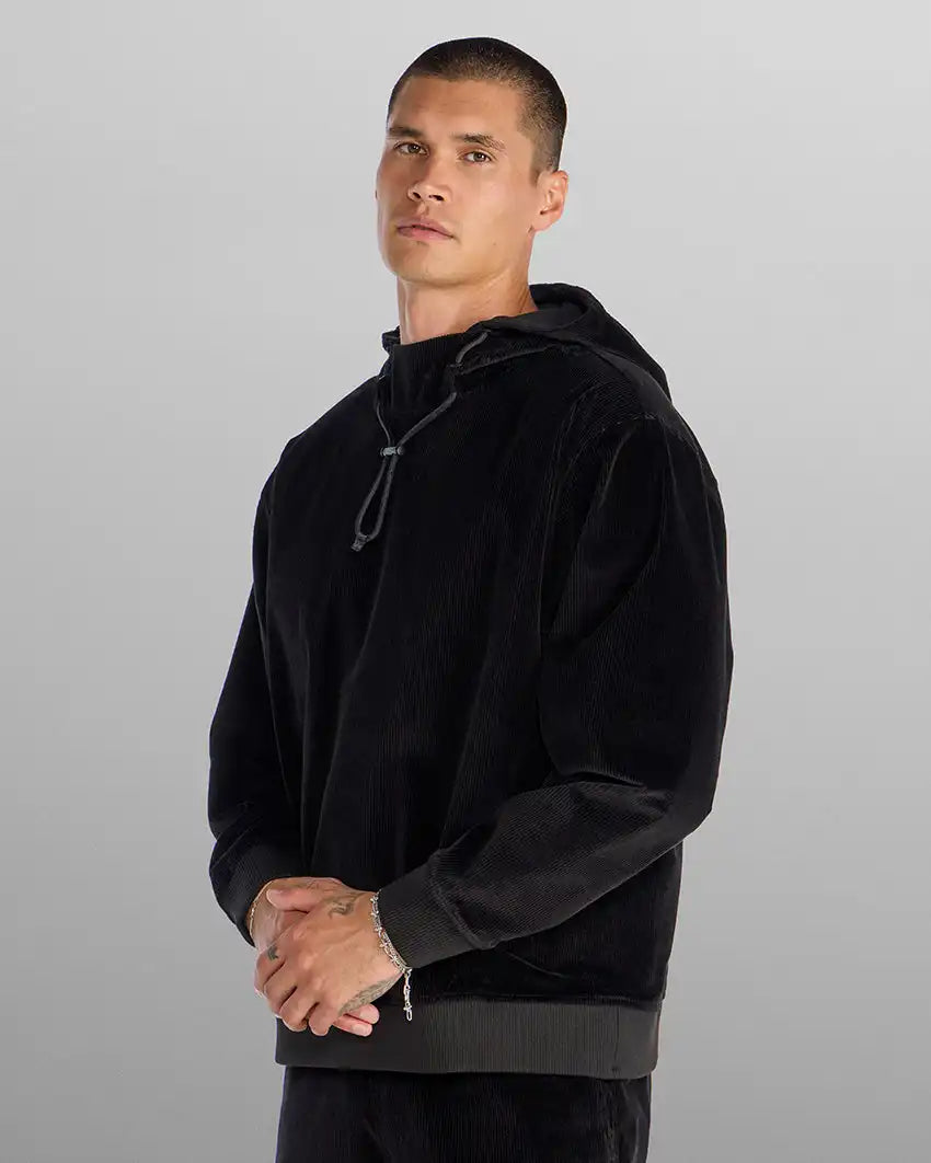 Corduroy Relaxed Mockneck Hoodie