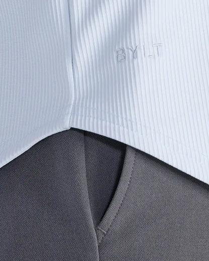 Ribbed+ Short Sleeve Button Down