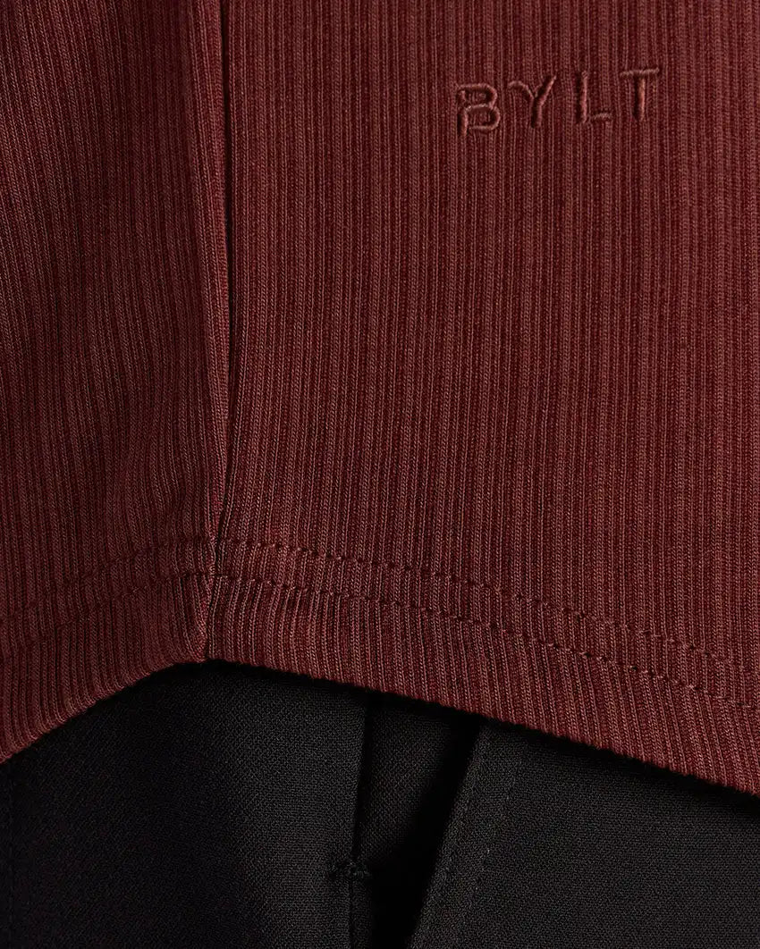 Ribbed Short Sleeve Open V Polo
