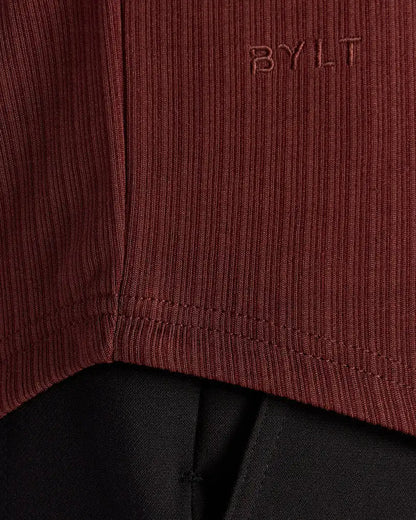Ribbed Short Sleeve Open V Polo
