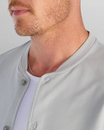 LUX Stand Collar Short Sleeve Button Down