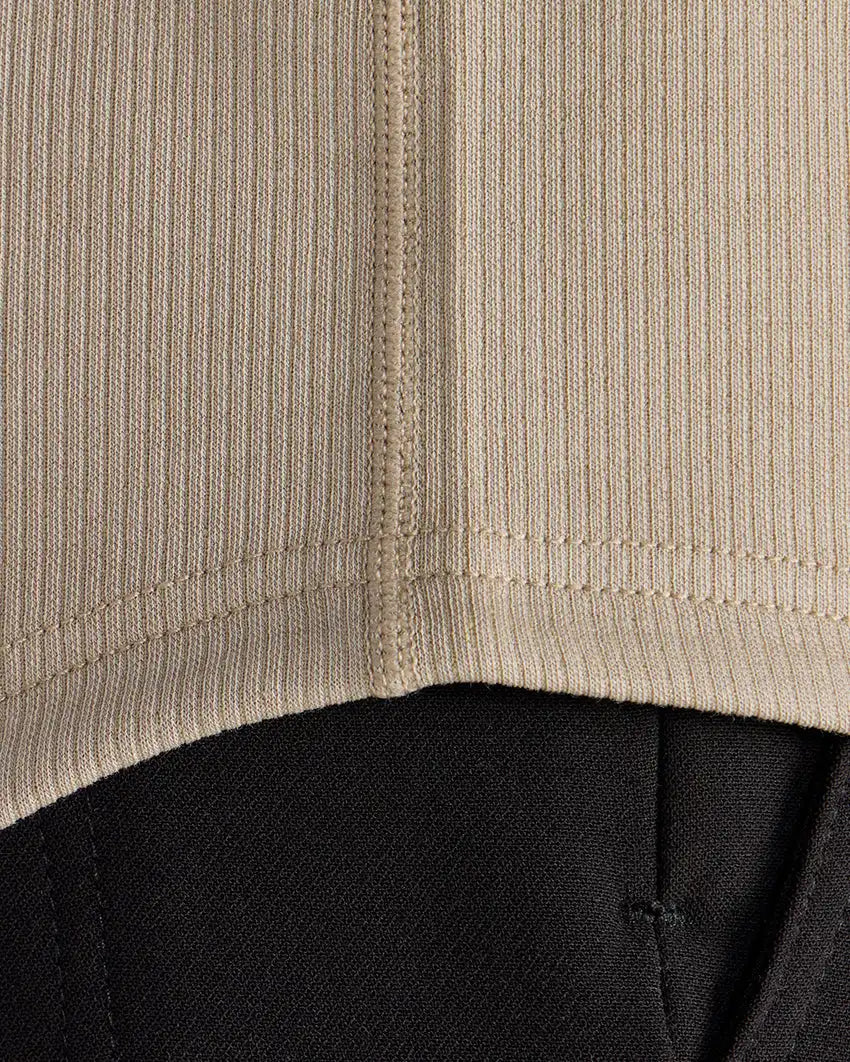 Micro Rib Short Sleeve Drop-Cut