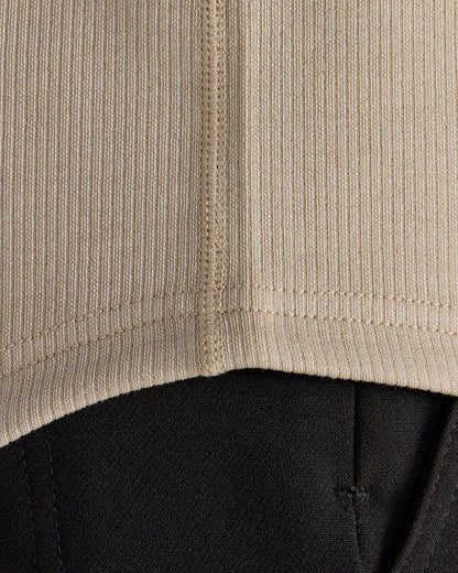 Micro Rib Short Sleeve Drop-Cut