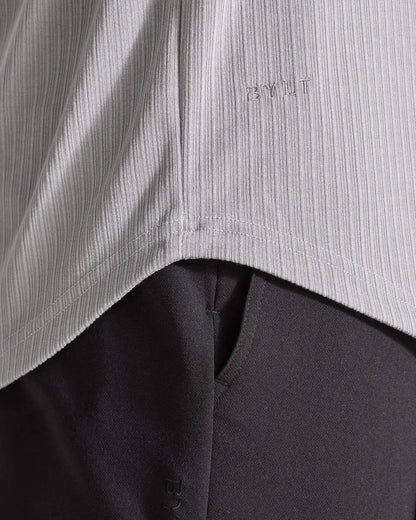 Ribbed Long Sleeve Open V Polo