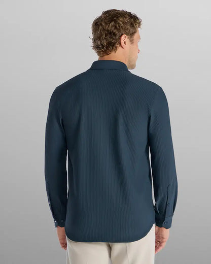 Ribbed+ Long Sleeve Button Down