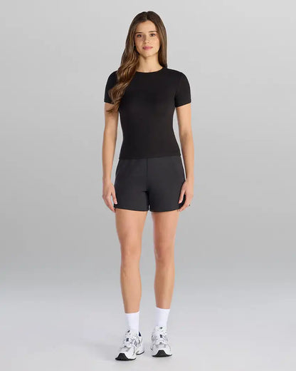 Modal Micro Rib Fitted Short Sleeve